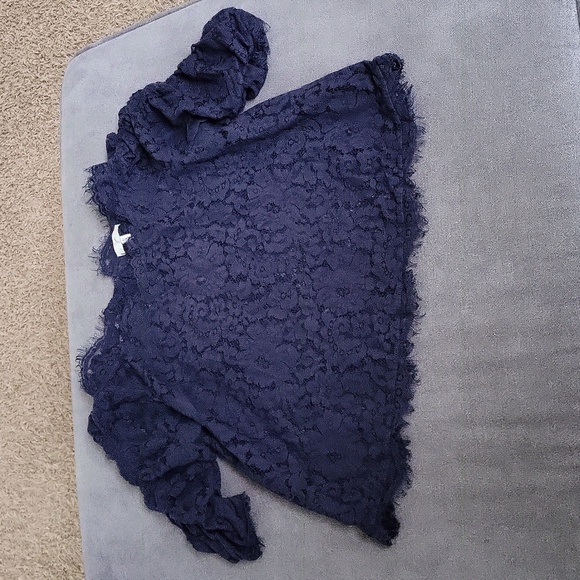 Joie Fanny Lace Blouse Blue Scalloped Edge Top Women's Small - Picture 4 of 4